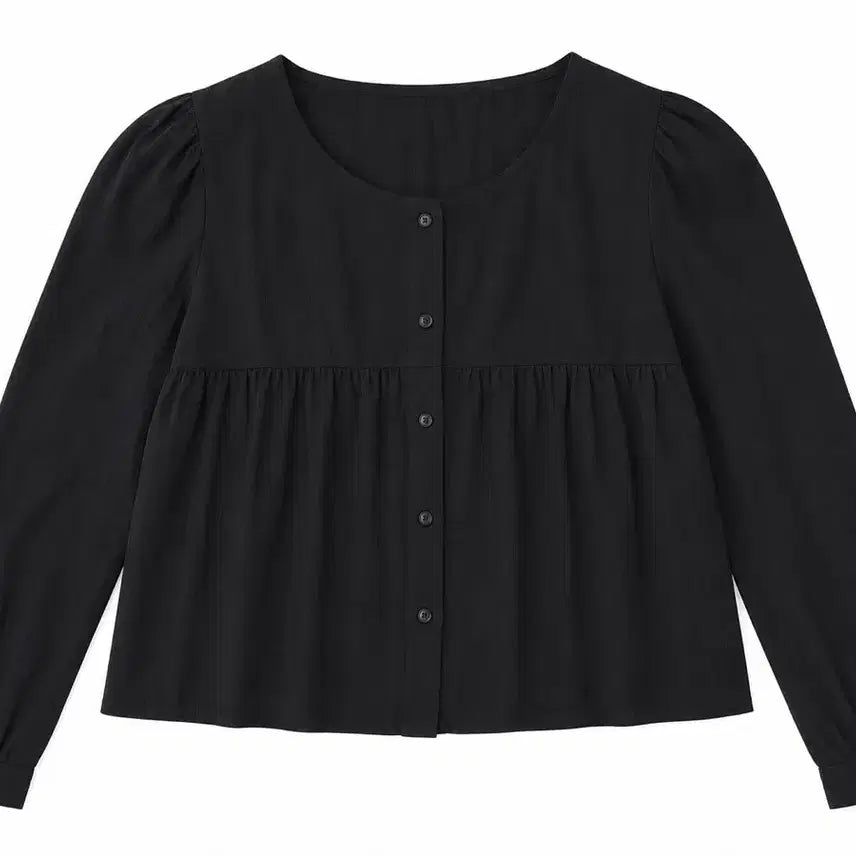 [BUNJANG] Black Long-Sleeve Blouse / 검정 긴팔 블라우스