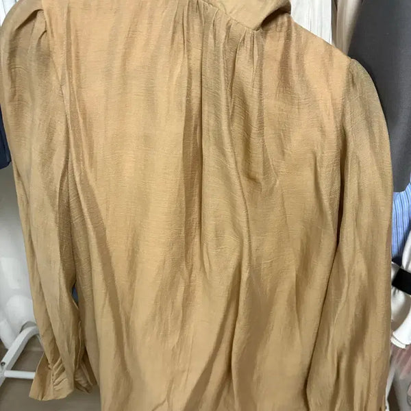 [BUNJANG] Gold Brown Blouse with Shirring Detail / 골드브라운 블라우스