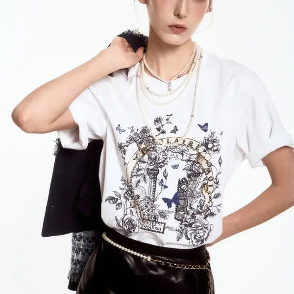 [BUNJANG] Chloé Cotton Round Neck T-Shirt with Slits / 오브제 티셔츠