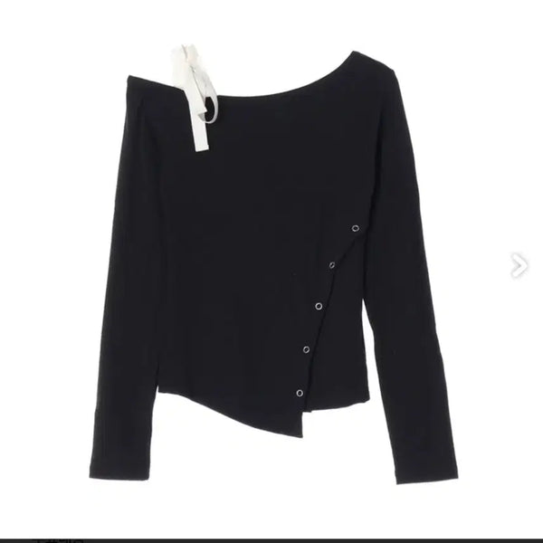 [BUNJANG] Grailz Ribbon One-Shoulder Tee / 그레일즈 리본 원숄더 티
