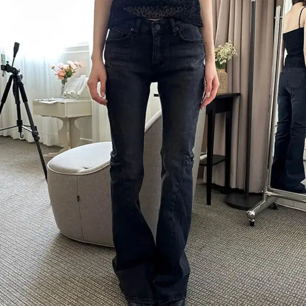 [BUNJANG] Black Washed Bootcut Jeans / 블랙 워싱 부츠컷 청바지