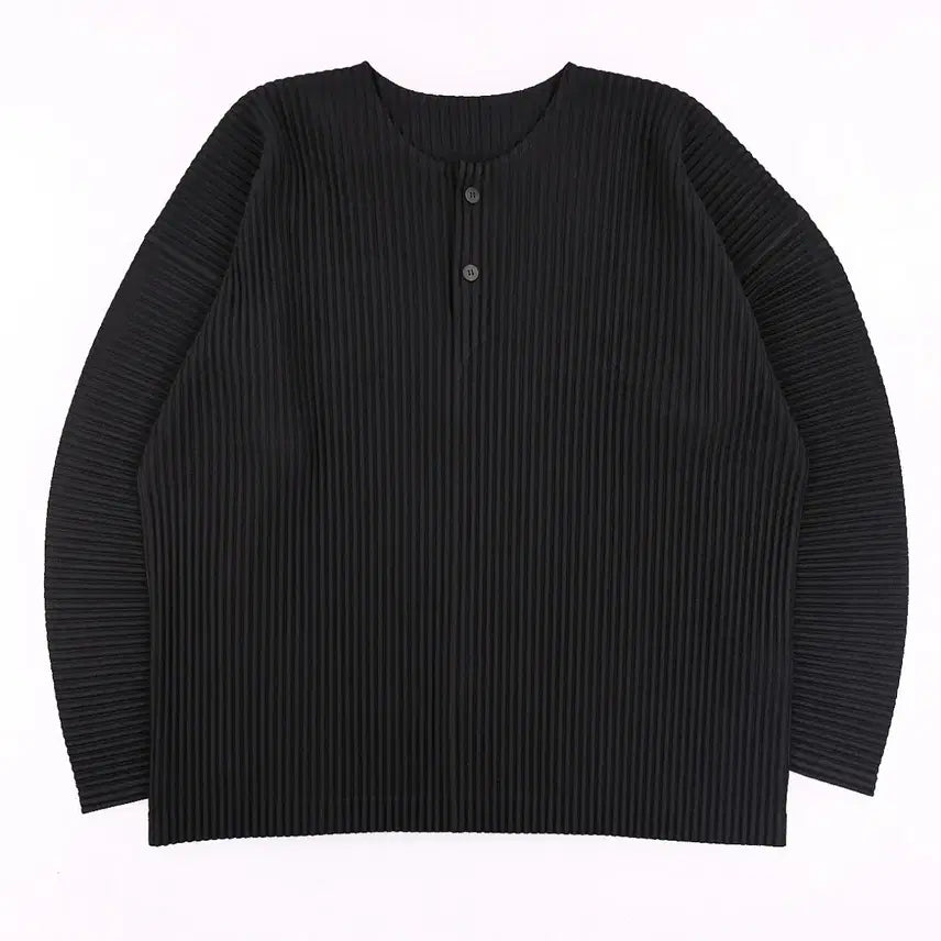 [BUNJANG] Homme Plissé Issey Miyake Henley Neck Pleated T-Shirt Size 4 / 옴므 플리세 이세이 미야케 헨리넥 4사이즈