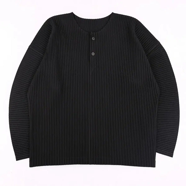 [BUNJANG] Homme Plissé Issey Miyake Henley Neck Pleated T-Shirt Size 4 / 옴므 플리세 이세이 미야케 헨리넥 4사이즈