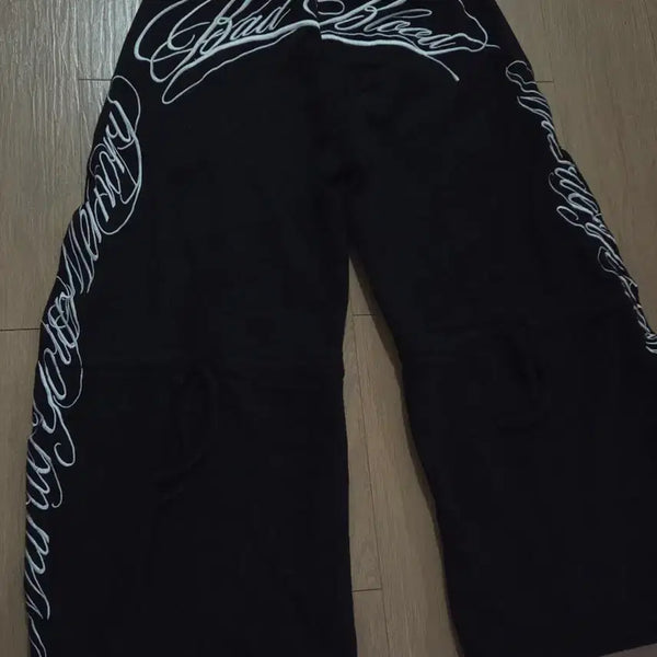 [BUNJANG] BAD BLOOD Curved Jogger Trousers Black / 배드 블러드  바지 커브드 조거 트라우저 블랙