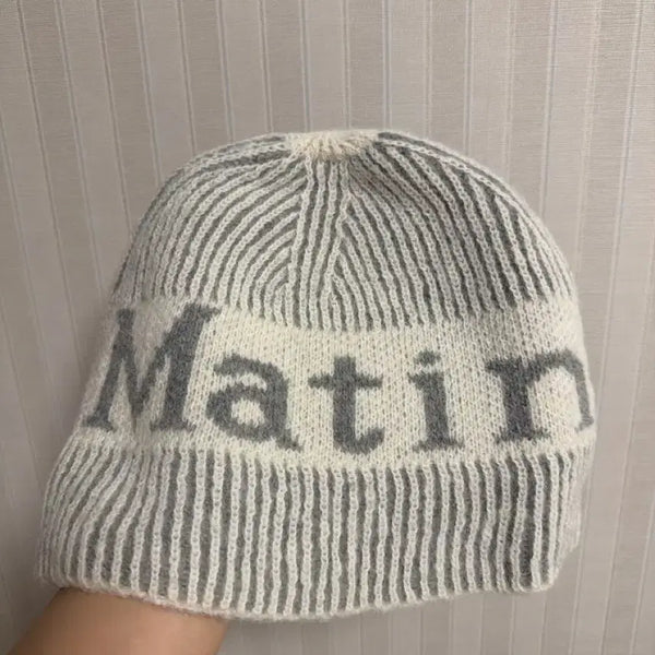 [BUNJANG] Matinkim Stripe Two-Tone Beanie - White / (W) 마뗑킴 마뗑 스트라이프 투톤 비니 화이트