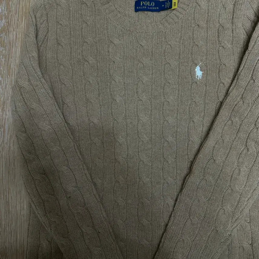 [BUNJANG] Polo Ralph Lauren Cable Knit Cashmere Crewneck Sweater Camel Melange / 폴로 케이블 니트 캐시미어 크루넥 스웨터 카멜 멜란지