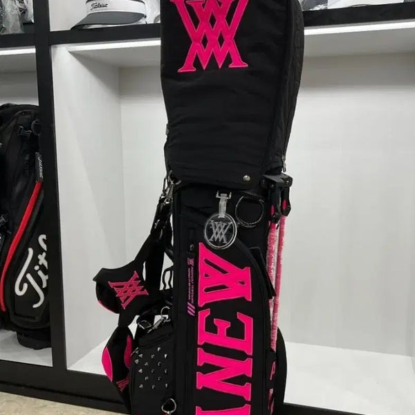 [BUNJANG] Anue Golf Stand Bag Black Hot Pink Lightweight Caddy Bag / 어뉴 골프백  블랙 핫핑크 스탠드 경량 캐디백