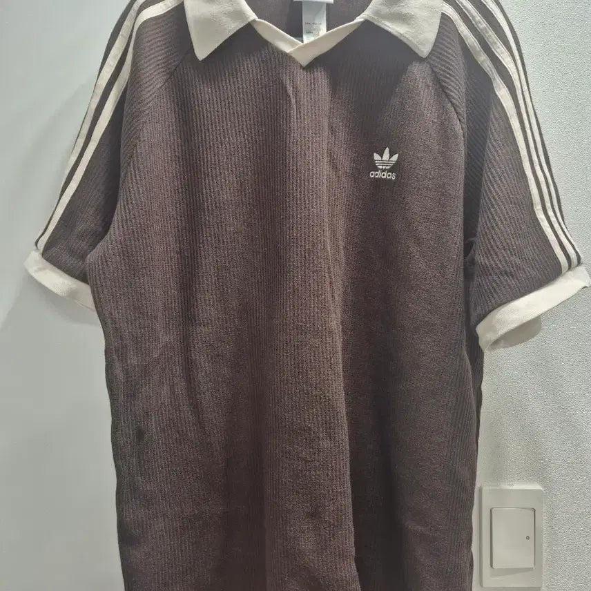[BUNJANG] Adidas Brown Waffle Short Sleeve Polo T-Shirt 2XL / 아디다스 브라운 와플 반팔 카라티 2XL