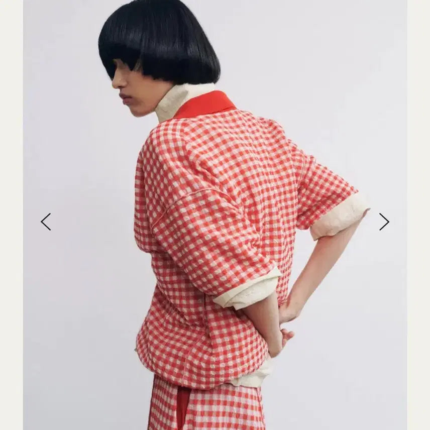 [BUNJANG] RUS Mantel Polo Shirt (Red Check, Size S) / RUS 루스 mantel polo - s