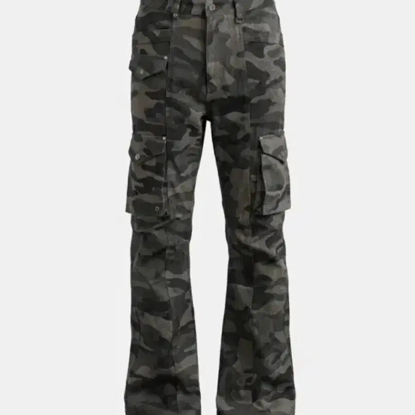 [BUNJANG] BAD BLOOD Delta Low Crotch Bootcut Cargo Pants - Green Camo / 배드블러드 델타 LOW CROTCH 붓컷 카고 팬츠 - 그린 카모