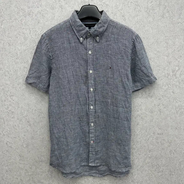 [BUNJANG] Tommy Hilfiger Men's Linen Short Sleeve Shirt (Size M) / 95 타미힐피거 남자 린넨 반팔 셔츠