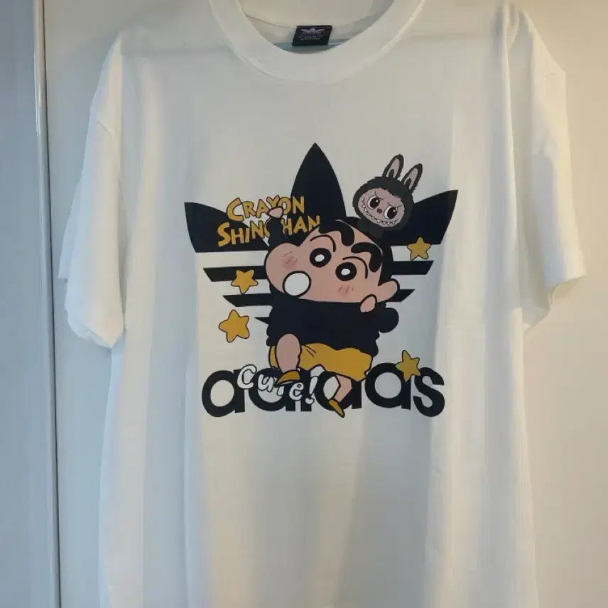 [BUNJANG] Adidas Crayon Shin-chan Collaboration Short-Sleeve T-Shirt White / 아디다스 크레용신짱 반팔 티셔츠 화이트(M)
