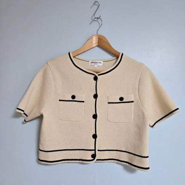 [BUNJANG] Your Name Here Cropped Cardigan Ivory / 유어네임히얼 크롭 가디건