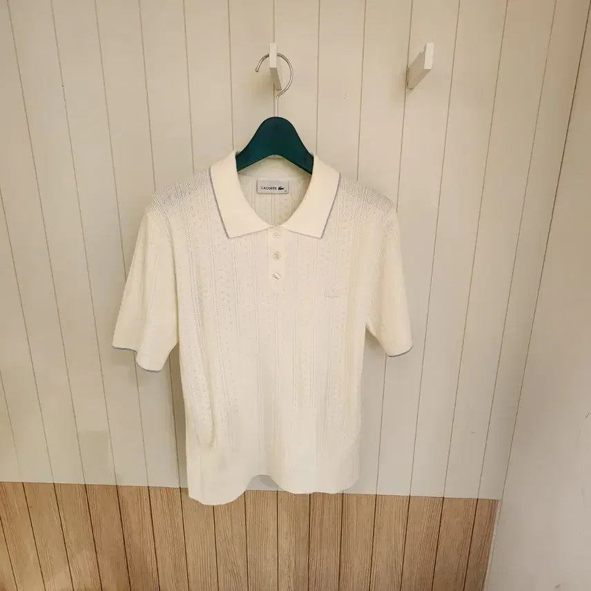 [BUNJANG] Lacoste Women's Pointelle Sweater Polo Shirt / (새상품) 라코스테 여성 포인텔 스웨터 폴로 셔츠 (카라티)