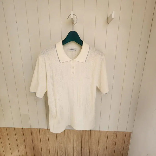 [BUNJANG] Lacoste Women's Pointelle Sweater Polo Shirt / (새상품) 라코스테 여성 포인텔 스웨터 폴로 셔츠 (카라티)