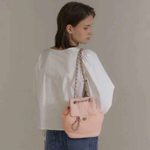 [BUNJANG] Anoetic Classic Padded Backpack Pink / 아노에틱 클래식 패딩 백팩 핑크
