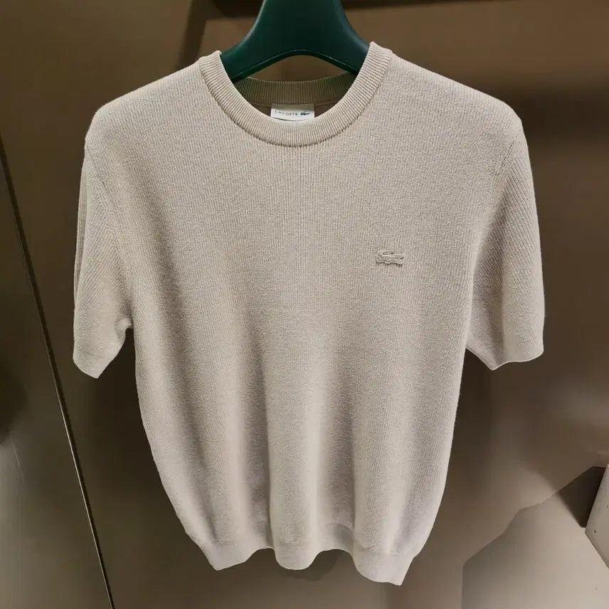 [BUNJANG] Lacoste Men's Ribbed Knit Short-Sleeve Crewneck Pullover / (새상품) 라코스테 남성 반팔 립조직 연사 크루넥 풀오버 (니트)