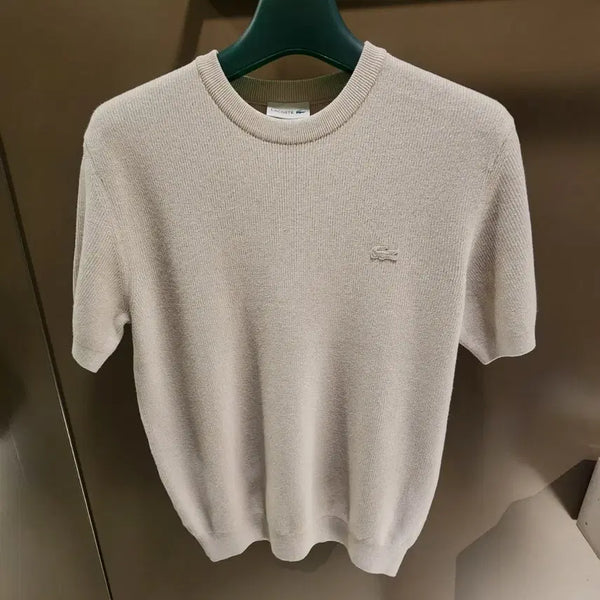 [BUNJANG] Lacoste Men's Ribbed Knit Short-Sleeve Crewneck Pullover / (새상품) 라코스테 남성 반팔 립조직 연사 크루넥 풀오버 (니트)