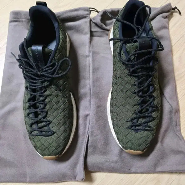 [BUNJANG] Bottega Veneta Olive Green Woven Sneakers / 정품) 보테가베네타 올리브 그린 위빙 스니커즈 42.5