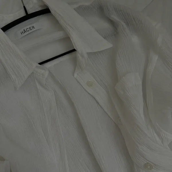 [BUNJANG] Hacer White Textured Shirt / HACER 아쎄르 화이트셔츠