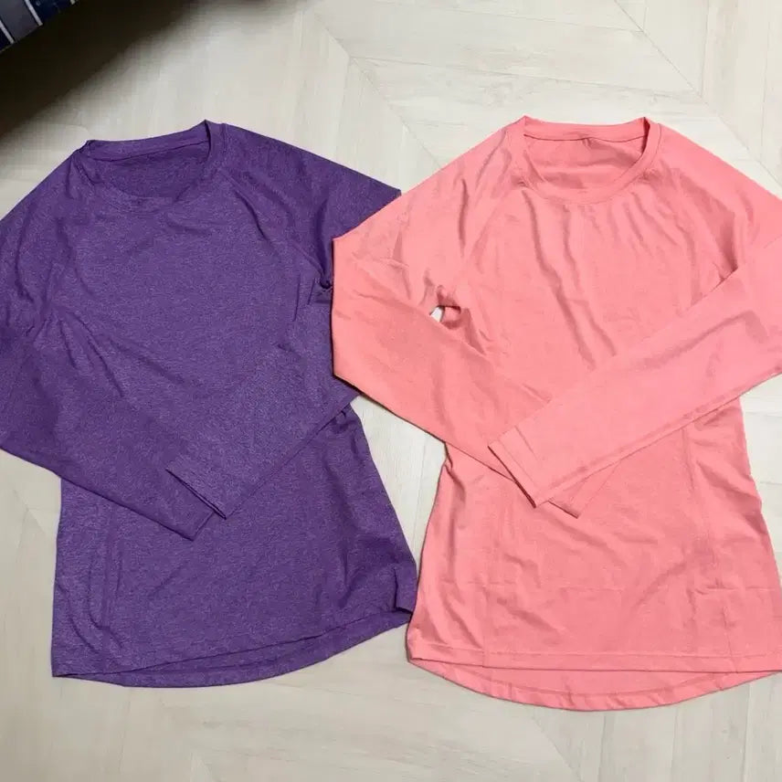[BUNJANG] Andar Functional Long Sleeve T-Shirts 2-Pack Size 4 (Purple/Coral) / 안다르 기능성 긴팔 티셔츠 2장 일괄 size 4 (퍼플/코랄)