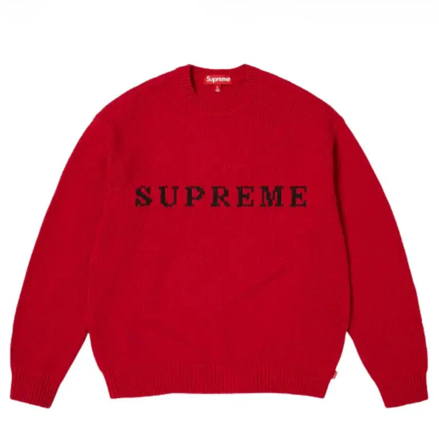 [BUNJANG] Supreme Contrast Logo Sweater Red / [XL]슈프림 콘트라스트 로고 스웨터 레드 - 25FW