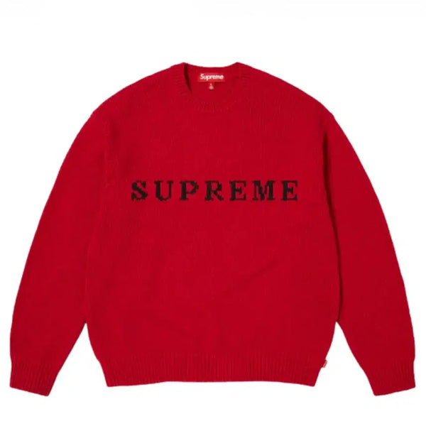 [BUNJANG] Supreme Contrast Logo Sweater Red / [XL]슈프림 콘트라스트 로고 스웨터 레드 - 25FW