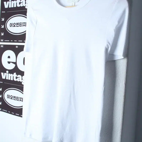 [BUNJANG] H&M Slim Fit Plain White Short Sleeve T-Shirt / W(XL) 에이치앤엠 반팔 티셔츠 슬림핏 무지 화이트-H35649