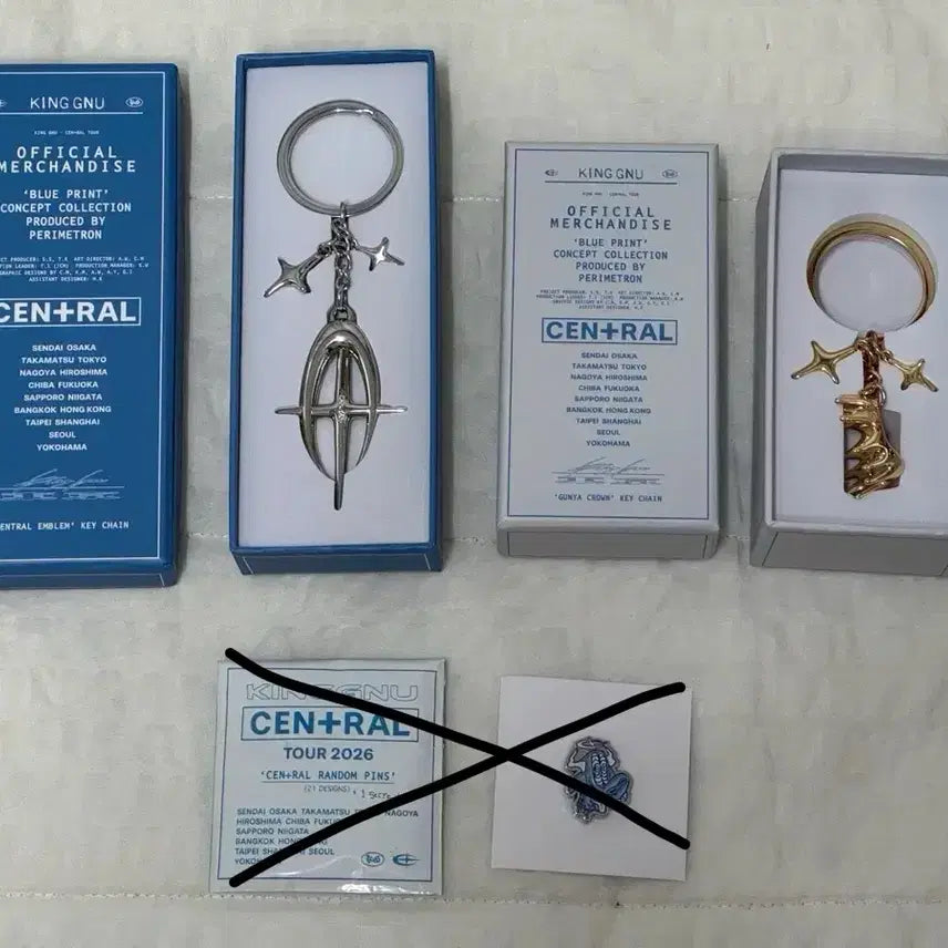 [BUNJANG] King Gnu Central Tour MD Silver Keyring Gold Keyring Random Pin N03 Bundle Set / 킹누 센트럴 투어 Md 실버 키링 골드 키링 랜덤핀 누03 일괄