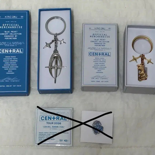 [BUNJANG] King Gnu Central Tour MD Silver Keyring Gold Keyring Random Pin N03 Bundle Set / 킹누 센트럴 투어 Md 실버 키링 골드 키링 랜덤핀 누03 일괄