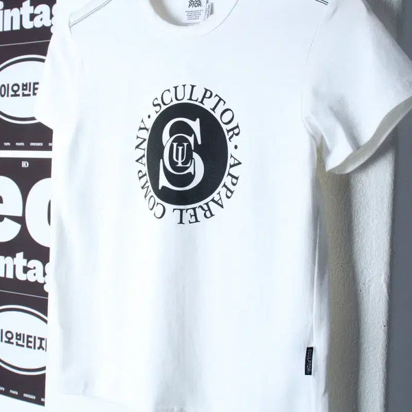 [BUNJANG] Sculptor Big Logo Semi-Crop Short Sleeve T-Shirt White / W(S-M) 스컬프터 반팔 티셔츠 빅로고 세미크롭 화이트-H35652