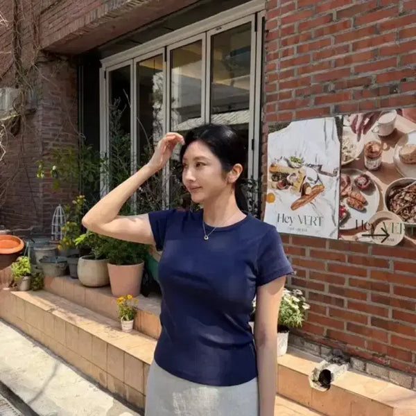 [BUNJANG] Reti Chella Essential Crewneck T-Shirt / 레티첼라 에센셜 크루넥 티_연그레이, 베이지, 네이비