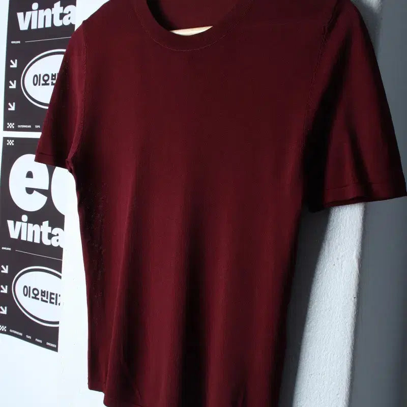 [BUNJANG] Zara Slim Fit Burgundy Plain T-Shirt / W(M-L) 자라 반팔 티셔츠 슬림핏 버건디 무지 놈코어-H35660