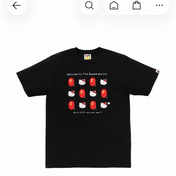 [BUNJANG] BAPE x Sanrio Characters Hello Kitty T-Shirt Black L / 베이프 x 산리오 캐릭터즈 헬로키티 티셔츠 블랙 L