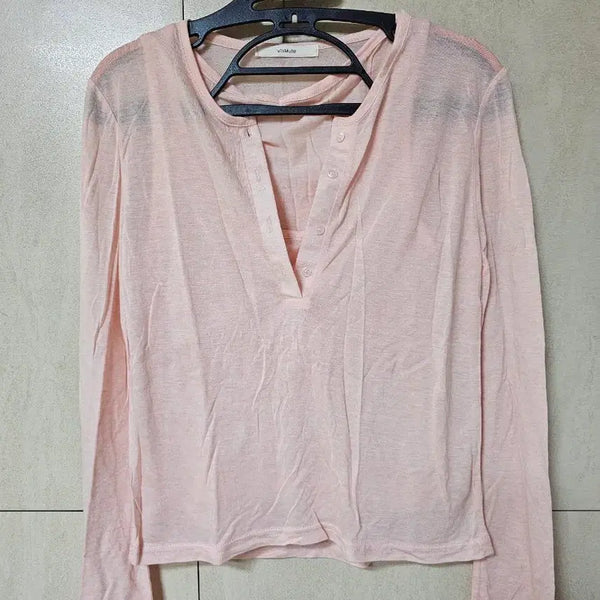 [BUNJANG] Women's Long Sleeve + Camisole Set (Pink/White) / 새상품)여성 얇은 긴팔+나시 세트(핑크.화이트 2세트)전부