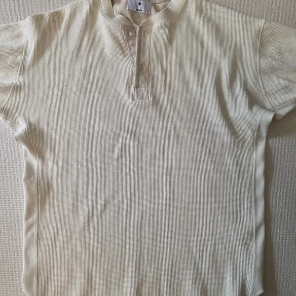 [BUNJANG] Heist Waffle Henley Neck Short Sleeve Shirt Ivory / 헤이스트 와플 헨리넥 아이보리(크림) 0