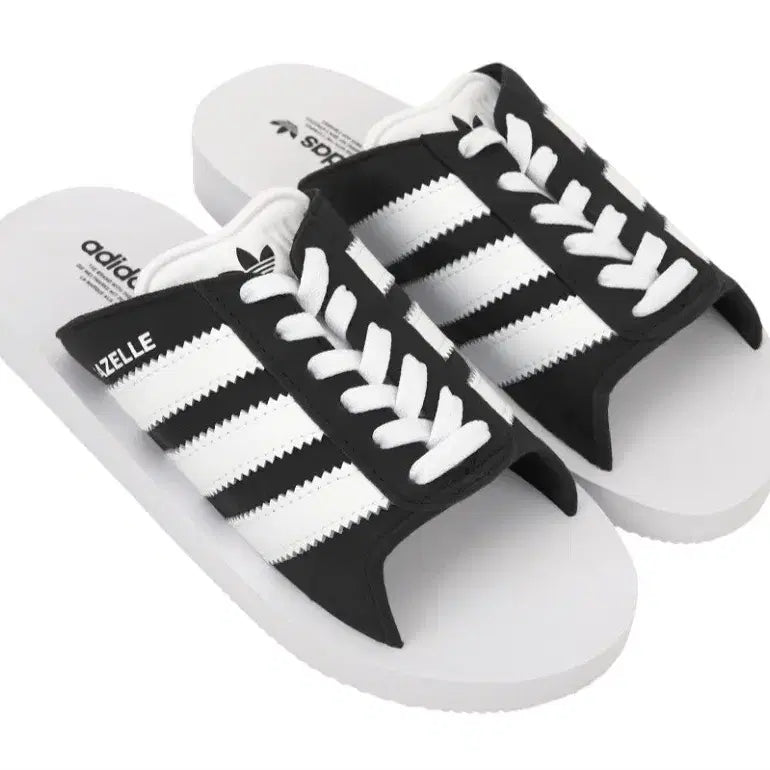 [BUNJANG] Adidas Gazelle Slide Sandals Black White / 아디다스 가젤 슬라이드 샌들 블랙 화이트 새상품