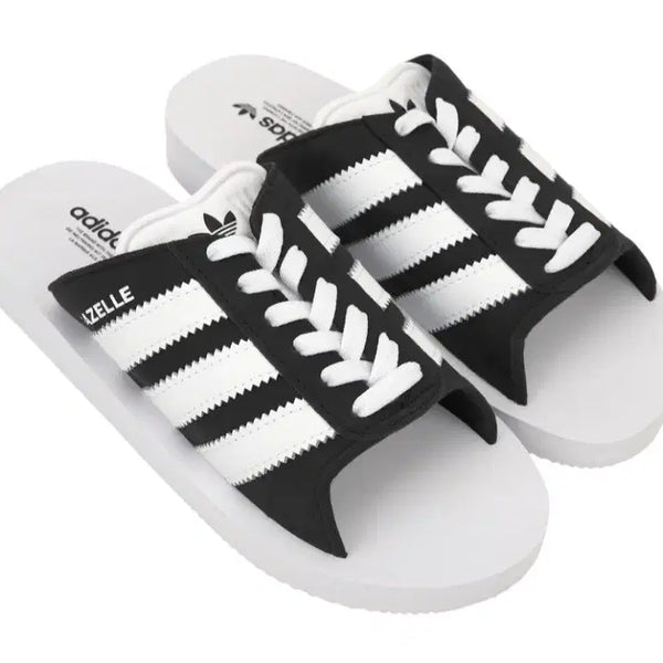 [BUNJANG] Adidas Gazelle Slide Sandals Black White / 아디다스 가젤 슬라이드 샌들 블랙 화이트 새상품