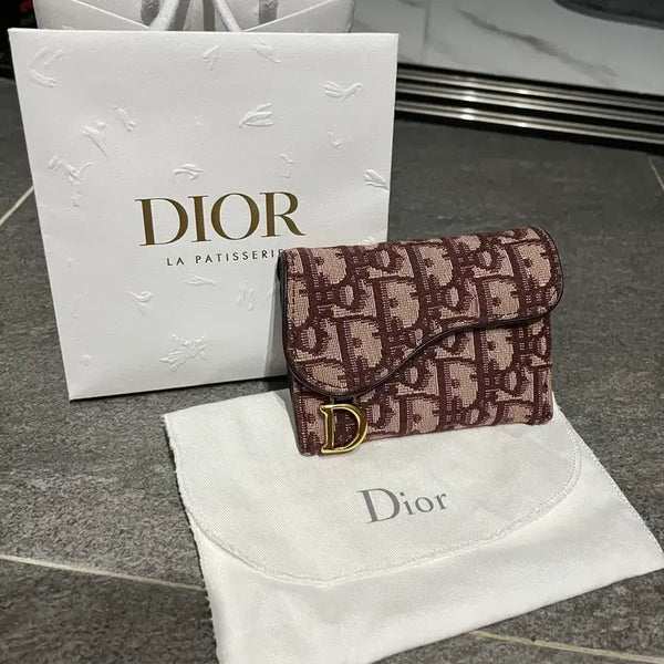 [BUNJANG] Dior Oblique Saddle Card Holder Burgundy / [SS+] 디올 오블리크 새들 카드지갑