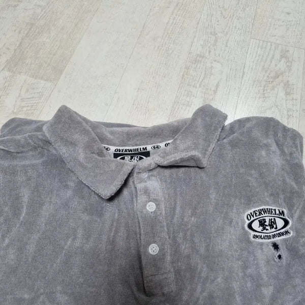 [BUNJANG] APDO Big Logo Towel Oversized Collar T-Shirt Grey M / 압도 빅로고 타올지 오버핏 카라티 그레이 M