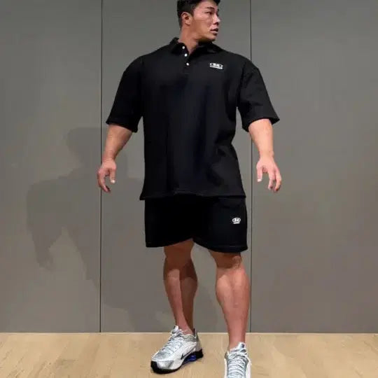 [BUNJANG] Apdok Waffle Basic Shorts Black L / 압도 와플 베이직 반바지 블랙 L