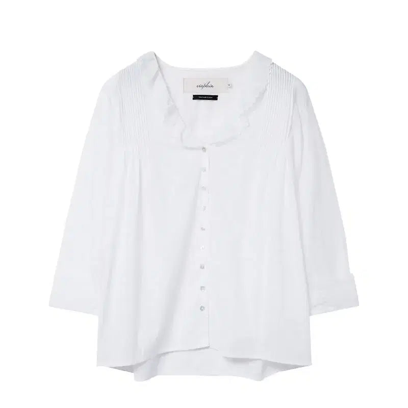 [BUNJANG] Via Plane Mone Frill Blouse Ivory / 비아플레인 모네프릴블라우스