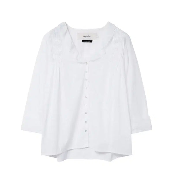 [BUNJANG] Via Plane Mone Frill Blouse Ivory / 비아플레인 모네프릴블라우스