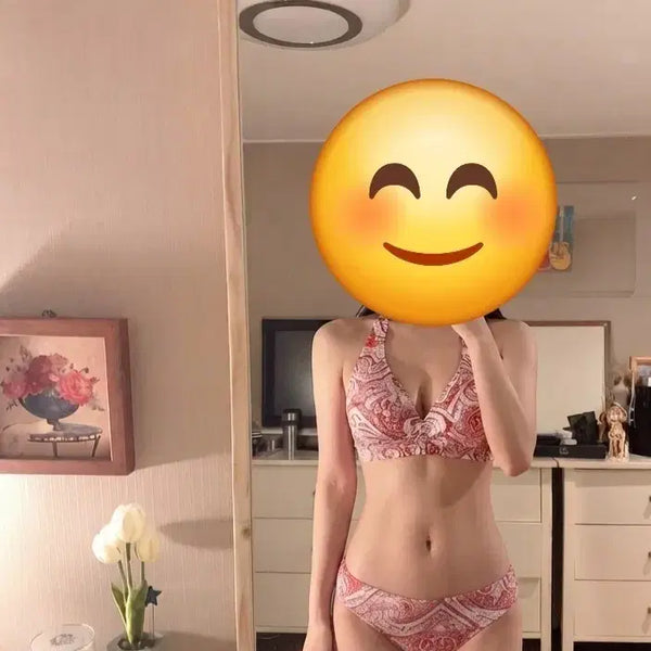 [BUNJANG] Women's 2-Piece Bikini Pink Pattern Swimsuit / 여성 비키니 수영복 2피스 핑크 패턴