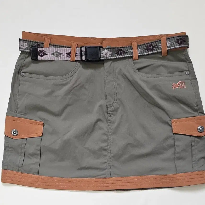[BUNJANG] Millet Cargo Color-Block Skirt Khaki / 밀레 카고 배색 스커트 카키색 여성용