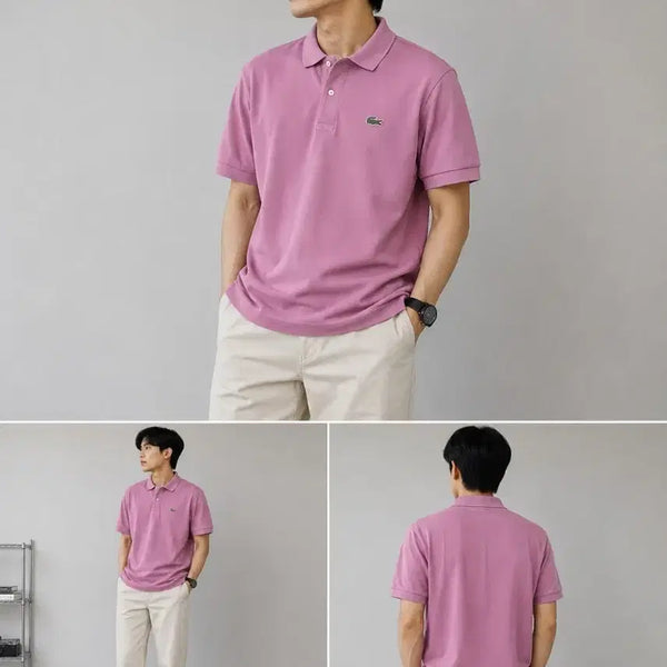 [BUNJANG] Lacoste Pink Short-Sleeve Polo Shirt Size 95 Slim Fit / 라코스테 반팔 카라티 핑크 95 슬림핏