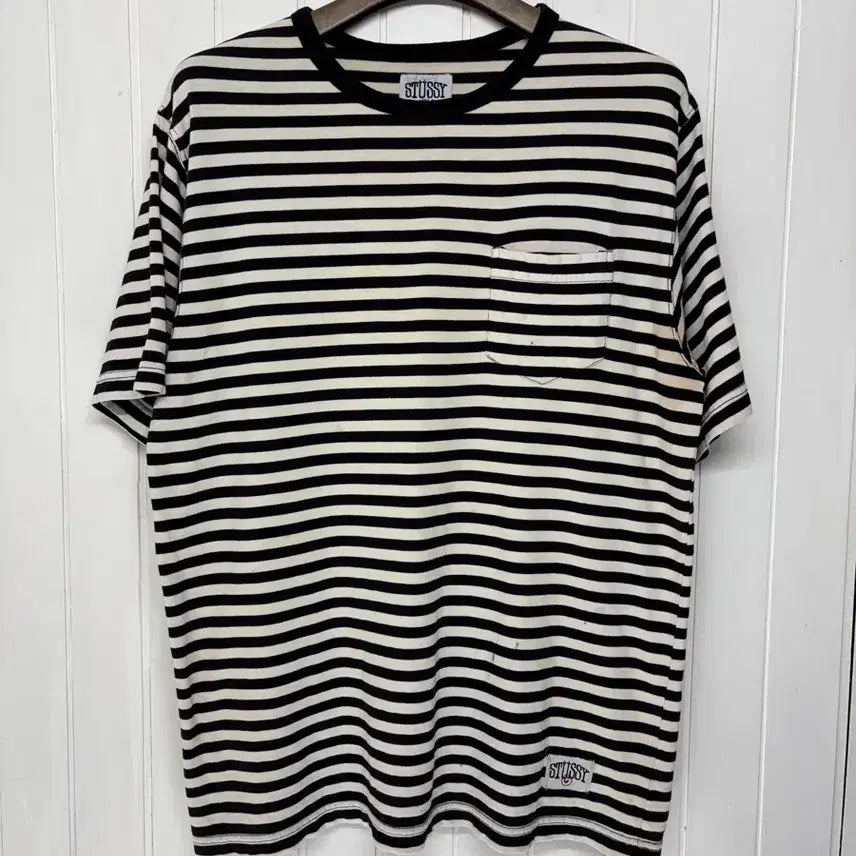 [BUNJANG] Stussy Stripe Pocket T-Shirt / 스투시 스트라이프 반팔티 남성100-105 ㅡ0724
