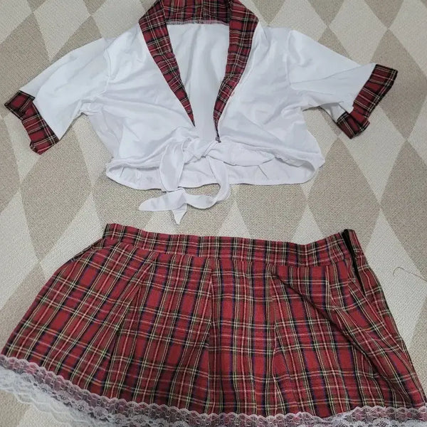 [BUNJANG] Checkered Pleated Skirt Set / 체크 주름 스커트 세트