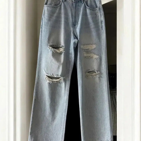[BUNJANG] Solid Homme Distressed Wide Denim Pants (Size 48) / 솔리드옴므 디스트로이드 와이드 데님 팬츠 48