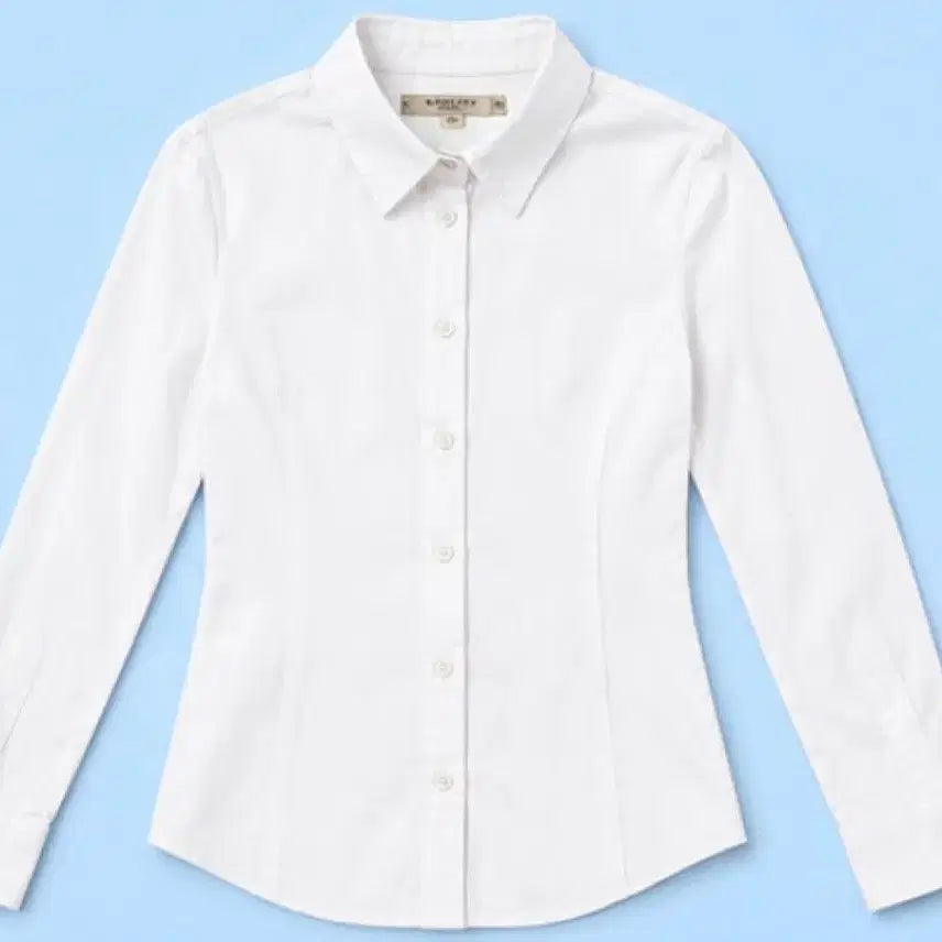 [BUNJANG] Burberry London White Long Sleeve Polo Shirt Size S-M / 버버리 런던 화이트 셔츠 남방 티셔츠 긴팔 S-M 명품 폴로 넥카라